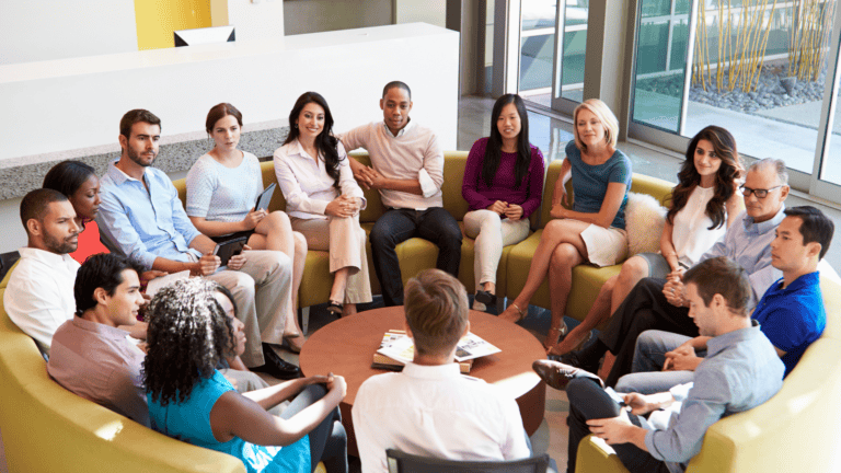 Team collaborating to break down business silos
