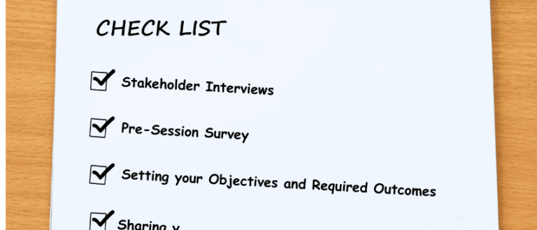 A checklist of pre-work for a strategic planning workshop