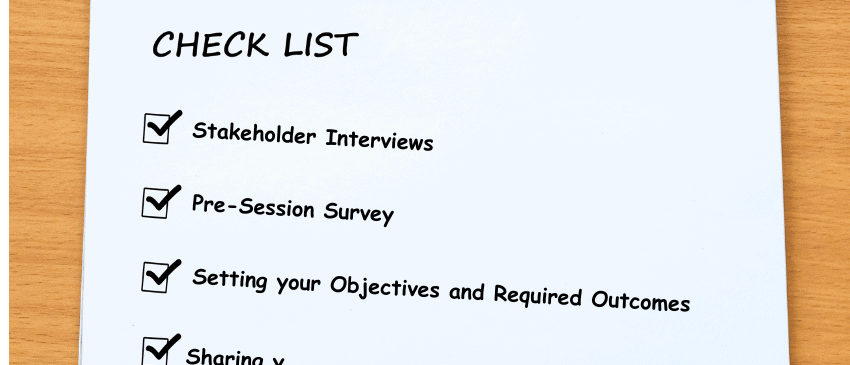 A checklist of pre-work for a strategic planning workshop