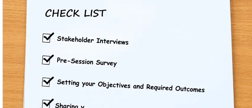 A checklist of pre-work for a strategic planning workshop